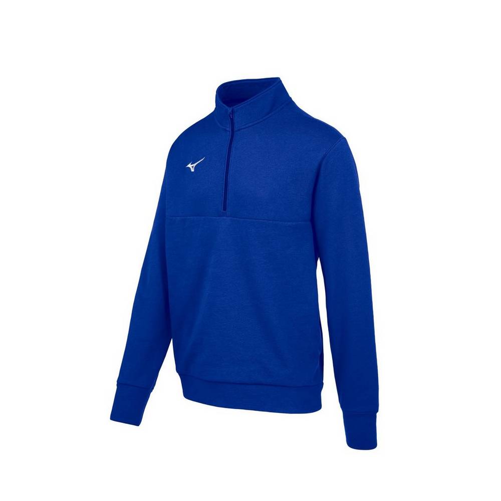 Maglione Mizuno MZ1 1/4 Cerniera Fleece Uomo - Blu Reale - 75846-LFQN